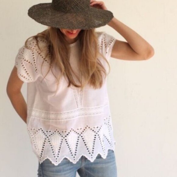 Ulla Johnson Tops - Ulla Johnson Maryse White Eyelet Cotton boho Top